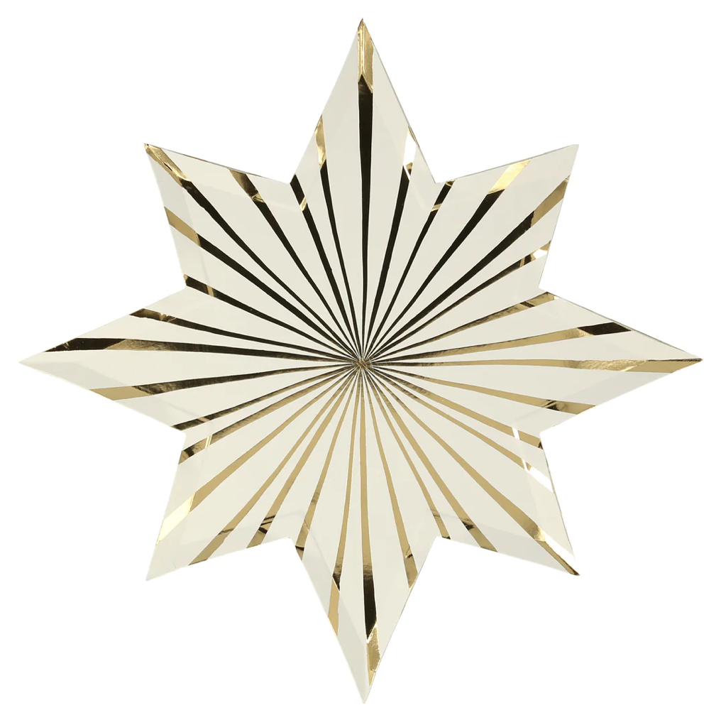 Gold Stripe Star Plates (x8)