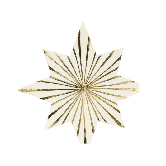 Gold Stripe Star Napkins (x 16)