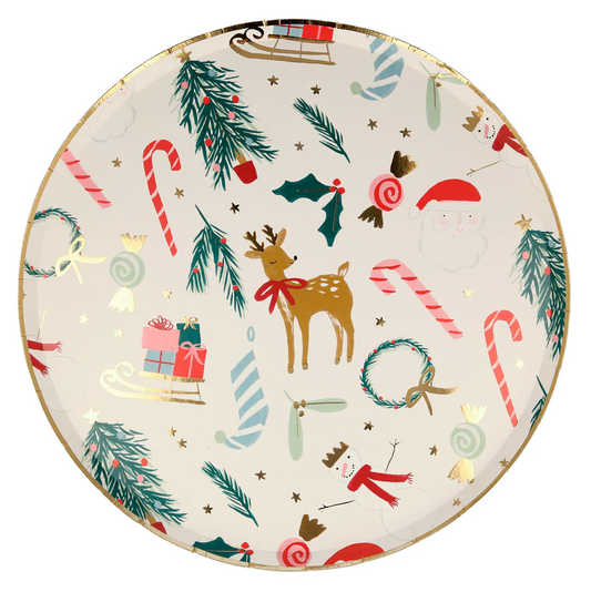 Festive Motif Dinner Plates (x8)