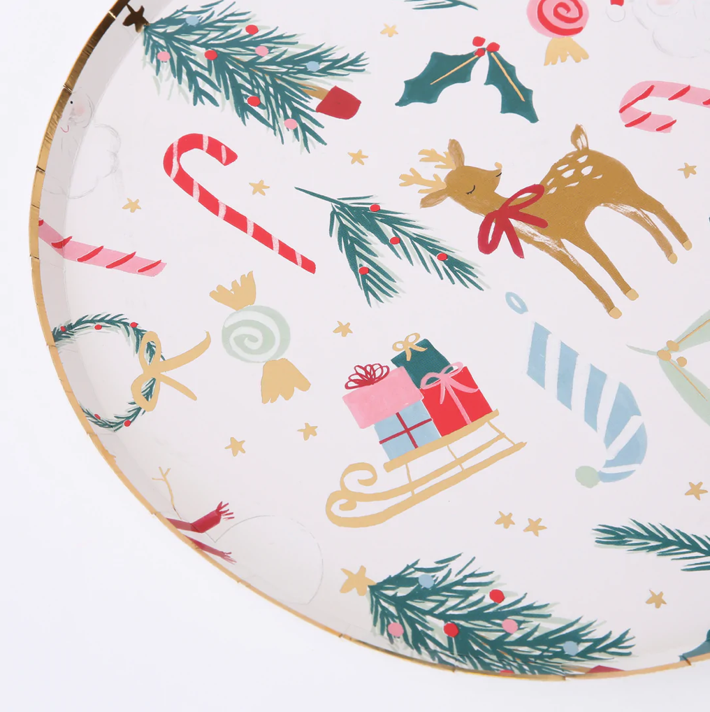 Festive Motif Dinner Plates (x8)