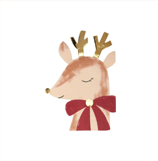 Reindeer with Bow Napkins (x16)