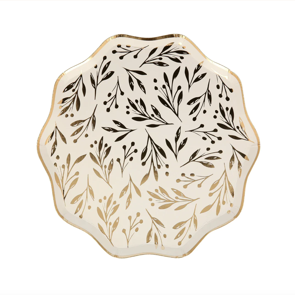 Gold Leaf Dinner Plates (x8)