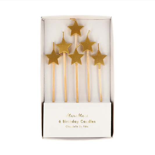 Gold Star Candles (x 6)