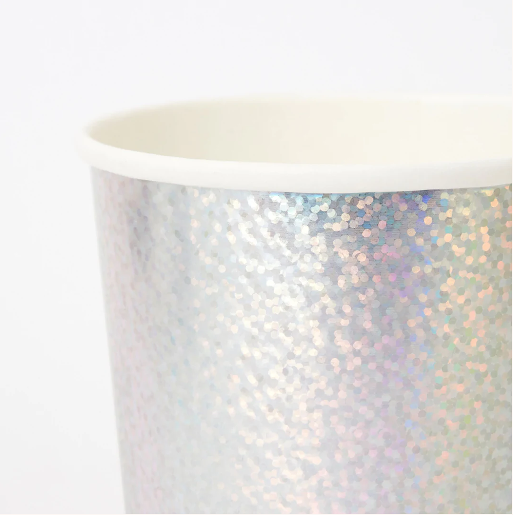 Silver Sparkle Tumbler Cups (x 8)