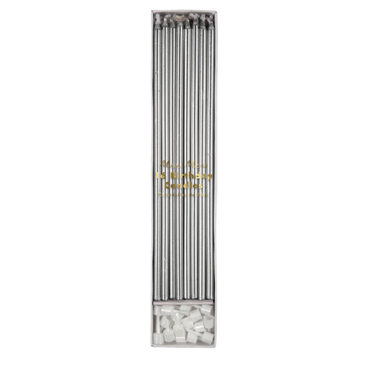 Silver Long Candles (x16)