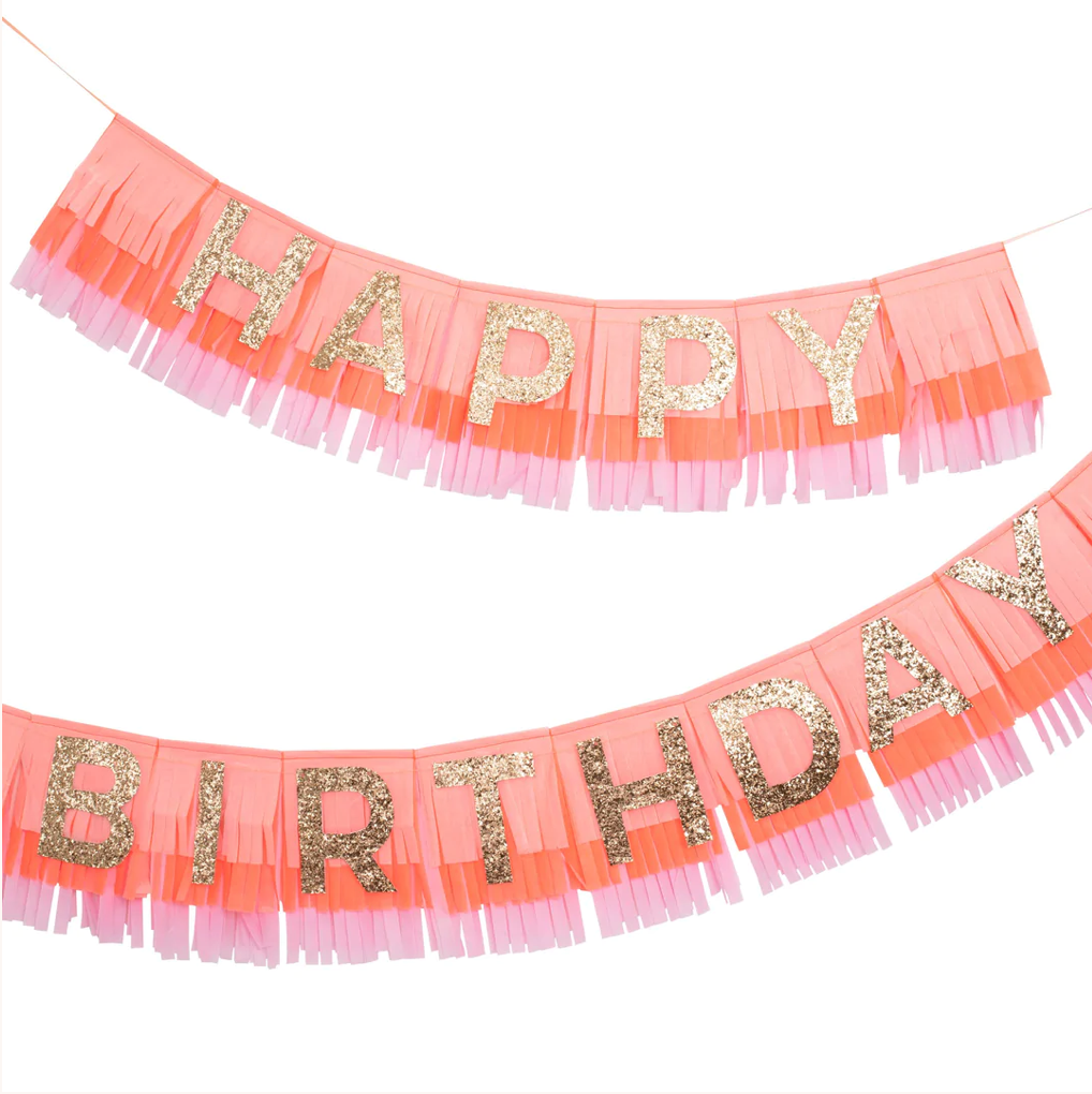 Pink Happy Birthday Fringe Garland