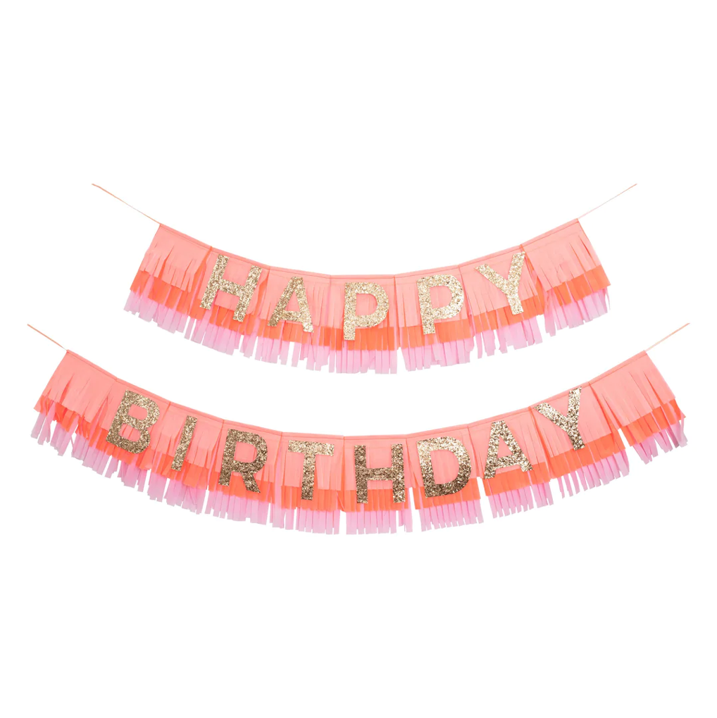 Pink Happy Birthday Fringe Garland