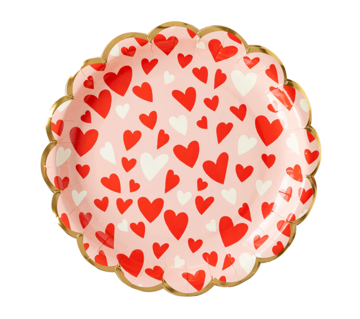 Valentine Heart Scatter Scalloped Plate (x8) – B Glam Party Shop