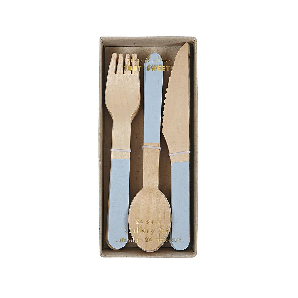 Wooden Cutlery Blue (x24)